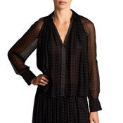 Heat Set Dot Gathered Blouse Black
