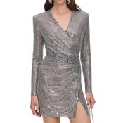 Grey Rhinestone Mesh Mini Dress image