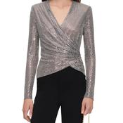 Grey Rhinestone Mesh Wrap Top image
