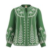 Green Cross Stich Embroidery Blouse image