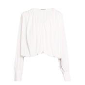 Long Sleeve V neck Bubble Top Ivory