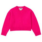 Chunky Carmen V Neck Jumper Pink