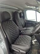 Nissan Nv300- 2015-2023- 3 seater Van Black Ecoleather Quilted Design Black Threads with Centre Console &amp;amp; 2 separate split bottoms to use original storage space image