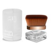 Dust removal brush in case, for nails, for makeup, square - brown image