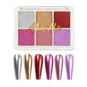 Mirror Effect Nail Powder, 6-Color Cassette, Molly Nails No. 4
