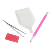 Rhinestone nail art set - applicator, wax, tray and tweezers