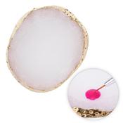 Stone palette for mixing varnishes and photos, round, white