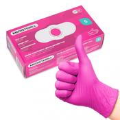 Medisterill Nitrile Disposable Diagnostic &amp; Protective Gloves – Magenta, Size S, 100 pcs image