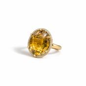14ct Diamond Halo Citrine Statement Ring image