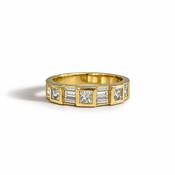 14ct Yellow Gold Princess &amp; Baguette Diamond Band image