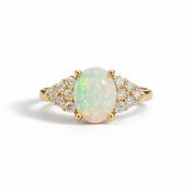 14ct Gold Opal &amp; Diamond Cluster Ring image
