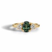 18 Green Sapphire &amp; Diamond Trilogy Ring image