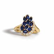 18ct Gold Ring with 1.50ct Marquise Sapphires and Diamond Accents image