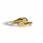 18ct Vintage Diamond Gold Toi Et Moi Snake Ring image