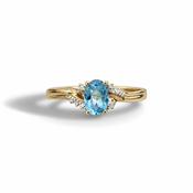 9ct Gold Blue Topaz &amp; Diamond Ring image