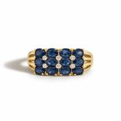 9ct Gold Multi Sapphire &amp; Diamond Dress Ring image