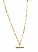 Gold chain necklace with T-bar pendant image