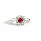 14ct White Gold Ruby &amp; Diamond Halo Ring image