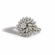 14ct White Gold Diamond Cluster Cocktail Ring image