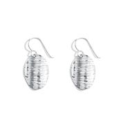 Silver Textured Oval Drop Earrings