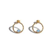 Hammered Blue Opal Open Circle Stud