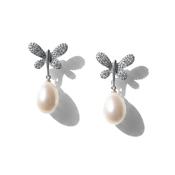 Dragonfly Pearl Drop Earrings