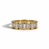 14ct Gold Baguette &amp; Princess Cut Diamond Band Ring 1ct image