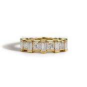 14ct Gold Baguette &amp; Princess Cut Diamond Band Ring image