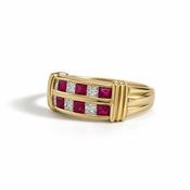 18ct Yellow Gold Ruby &amp; Diamond Channel Set Ring image