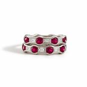 Ruby &amp; Diamond Multi-Row Ring in Platinum image