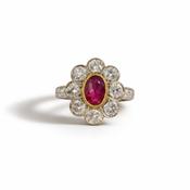 Antique Ruby &amp; Diamond Cluster Ring image