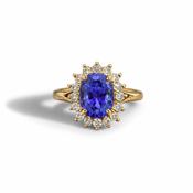 18ct Ceylon Sapphire and Diamond Cluster Ring image