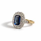 Antique Sapphire &amp; Diamond Halo Ring image