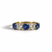 Antique Sapphire &amp; Diamond Five Stone Ring image