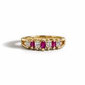 14ct Yellow Gold Ruby &amp; Diamond Stone Ring image
