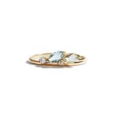Green Amethyst &amp; Sky Blue Topaz Ring