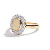 Opal and Diamond Vintage-Style Ring