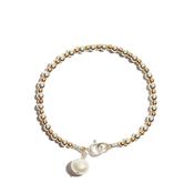 Pearl Charm Stacking Bracelet - Two Tone