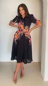 Holland Border Point Collar Midi Dress in Black image