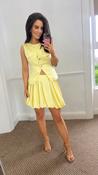 Isabella Waistcoat and Bubble Skirt Satin Co-Ord in Butter Yellow image