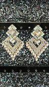 Silver Diamanté Pointed Earrings