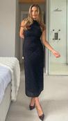 Mira Halterneck Shimmer Midi Dress in Black image