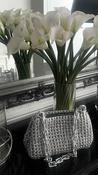 Handmade Crochet Metallic Handbag with Chain Handle in Silver image