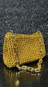 Handmade Crochet Metallic Handbag with Chain Handle in Gold image