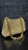 Handmade Crochet Handbag with Chain Handle in Pale Gold image