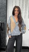Astrid Argyle Print Cardigan in Grey