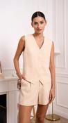 Francesca Waistcoat and Shorts Co-Ord in Beige image