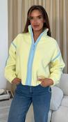 Lulu Full Zip Fleece in Lemon with Blue Trim image