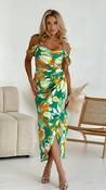Camila Green and Orange Off The Shoulder Midi