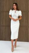 Emma Cut Out Bow Midi Dress in White and Pearl image
